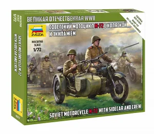 Zvesda Soviet M-72 Sidecar Motorcyle W/Car