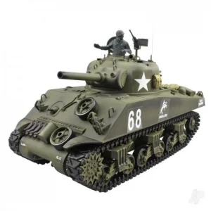 Henglong 1:16 U.S. Medium Tank M4A3 Sherman with Infrared Battle System (2.4GHz  Shooter  Smoke  Sound  Metal Gearbox )