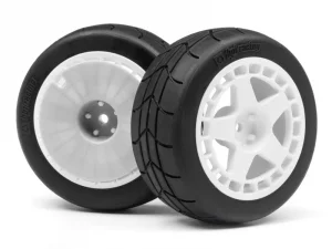 HPI WR8 Gymkhana Tyres Assembled on Fifteen52 TurboMac White Wheels - 1 Pair