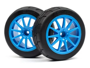 HPI WR8 Gymkhana Tyres Pre Mounted on Speedline Corse Turini Cyan Wheels - 1 Pair