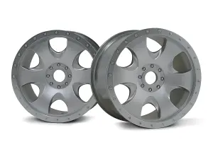 Warlock Wheel Matt Chrome 83x56mm - 17mm Hex for Savage X / Hellfire - 2 Pcs