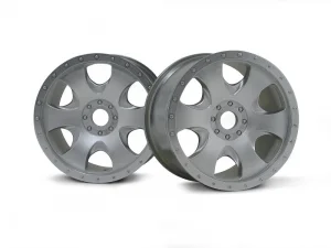 Warlock Wheel Matt Chrome 83x56mm - 17mm Hex for Savage X / Hellfire - 2 Pcs