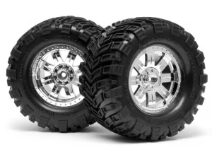 HPI Super Mudders Tyres Pre Glued on Chrome Ringz Wheels (14mm Hex)