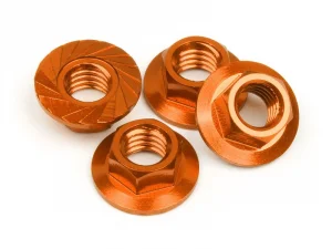 Serrated Flange Nut M4 (Orange/4pcs)