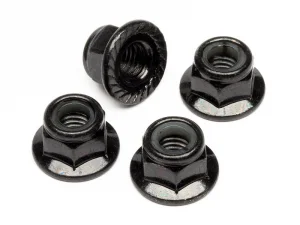 Flanged Lock Nut M5 (Clockwise/Black/4Pcs)