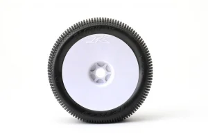 Jetko Block In Soft 1:8 Truggy Tyres Pre-Glued on White Rims (2)