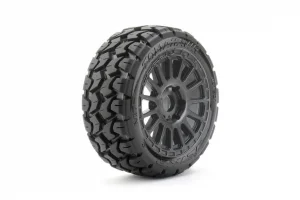 Jetko Extreme Tomahawk 1:8 Buggy Belted Tyres on Black Wheels 17mm Hex (2)