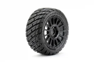 Jetko Extreme Rockform 1:8 Buggy Belted Tyres on Black Wheels 17mm Hex (2)