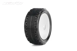 Jetko Challenger 1:10 Buggy Tyres on White Wheels - Soft - 4WD Front (2)