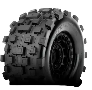 Jetko Extreme Wasteland XMT Belted Tyres Mounted on Black 24mm Hex Wheels (X-MAXX/Kraton 8S) (2)