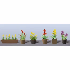 JTT 95567 Assorted Potted Flower Plants 2, HO-Scale, (6 pack)