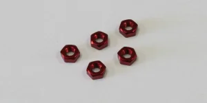 Kyosho Nut M3 X2.4 (5) - Aluminium/Red