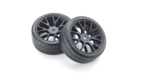 Kyosho 1:10 Fazer FZ02 Pre-Glued Touring Black Rims Medium Tyres (2)