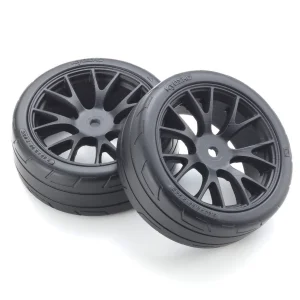 Kyosho 1:10 Fazer FZ02 Pre-Glued Touring Black Rims Medium Tyres (2)