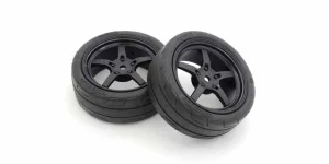 Kyosho 1:10 Fazer FZ02 Pre-Glued 5-Spoke Black Rims Medium Tyres (2)