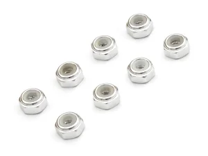 Kyosho Mini-Z M2 Nyloc Aluminium Wheel Nut (8) Silver