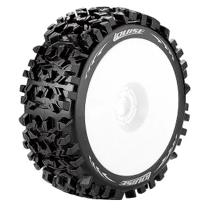 Louise RC B-Pioneer 1:8 Buggy Tyres - Soft - Mounted on White 17mm Hex Wheels