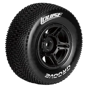 Louise RC SC Groove Tyres Mounted on Black 12mm Hex SC Wheels (2)