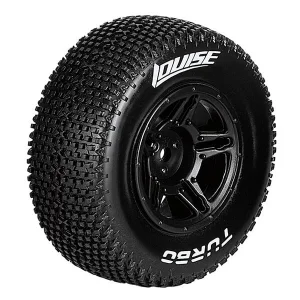 Louise RC SC Turbo Tyres Mounted on Black 12mm Hex SC Wheels (2)