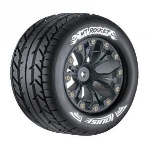 Louise RC MT Rocket Tyres On 12mm Hex Black Zero Offset Wheels (2)