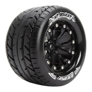 Louise RC MT Rocket Tyres On 14mm Hex Black Wheels (Arrma Granite) (2)