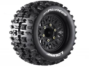Louise RC MT-PioneerTyres Pre Glued on Black Wheels With Adjustable 12/14/17mm Hex (2)