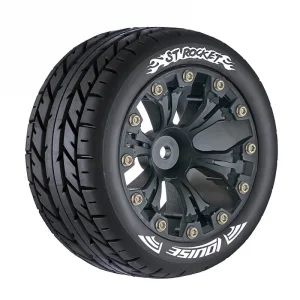 Louise RC ST Rocket Tyres On 12mm Hex Black Zero Offset Wheels (2)