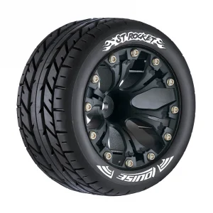 Louise RC ST Rocket Tyres On 12mm Hex Black Half Inch Offset Wheels (2)