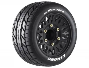 Louise RC ST-Rocket Tyres Pre Glued on Black Wheels With Adjustable 12/14/17mm Hex (2)
