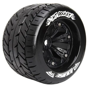 Louise RC MT Rocket Tyres On 17mm Hex Black Zero Offset Wheels (2)