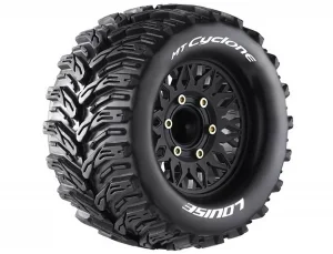 Louise RC MT-Cyclone Tyres Pre Glued on Black Wheels With Adjustable 12/14/17mm Hex (2)
