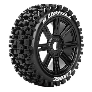 Louise RC B-Uphill 1:8 Buggy Tyres Mounted on 17mm Hex Black Wheels (2)