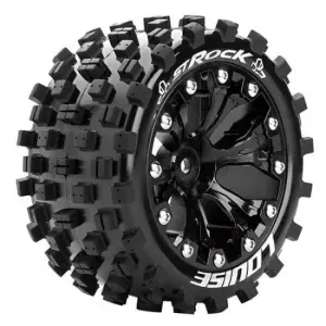 Louise RC ST-Rock 1:10 Soft Tyres - Mounted on Black 2.8 12mm Hex Wheels (2)