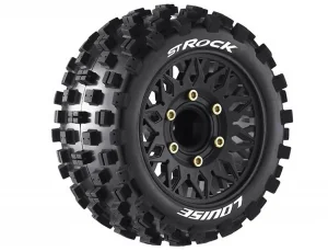 Louise RC ST-Rock Tyres Pre Glued on Black Wheels With Adjustable 12/14/17mm Hex (2)