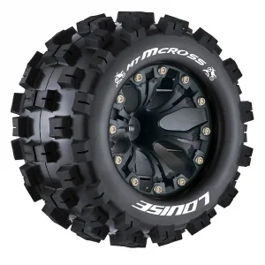 Louise RC MT-MCross 1:10 Soft Tyres - Mounted on Black 2.8 Offset 12mm Hex Wheels (2)