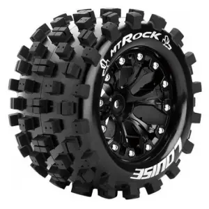 Louise RC MT-Rock 1:10 Soft Tyres - Mounted on Black 2.8 Offset 12mm Hex Wheels (2)