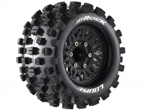 Louise RC MT-RockTyres Pre Glued on Black Wheels With Adjustable 12/14/17mm Hex (2)