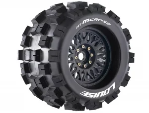 Louise RC MT-McRoss 3.8 Tyres on Black Adjustable 17mm Hex Wheels (2)