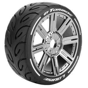 Louise RC GT-Tarmac 1:8 GT Tyres on 17mm Hex Black Chrome Wheels (2)