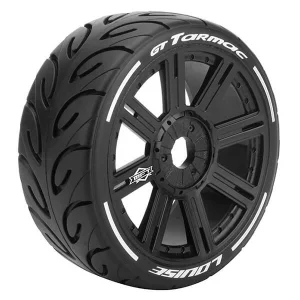 Louise RC GT-Tarmac 1:8 Super Soft Buggy Tyres Mounted on Black Wheels (2)