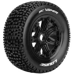 Louise RC SC-Viper Tyres on 1:5 Scale SC 24mm Hex Black Wheels (2)