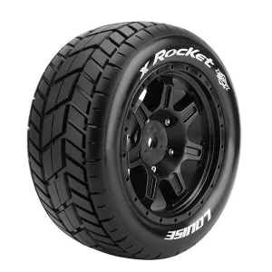 Louise RC X-Rocket Tyres Mounted on Black Arrma Kraton 8S 24mm Hex Wheels (2)