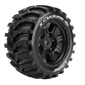 Louise RC X-Cyclone Tyres Mounted on Black Arrma Kraton 8S 24mm Hex Wheels (2)