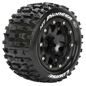 Louise RC MT Pioneer Tyres On 12mm Hex Black Zero Offset Wheels (2)