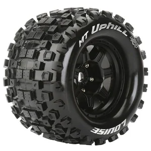 Louise RC MT-Uphill Tyres Mounted On Black 17mm Hex 0 Offset Wheels (2)