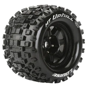 Louise RC MT-Uphill Tyres Mounted On Black 17mm Hex Half Inch Offset Wheels (2)
