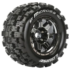 Louise RC ST-MCross 1:8 Tyres Mounted on 17mm Hex Black Chrome Wheels (2)