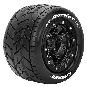 Louise RC MT-Rocket Tyres Mounted On Black 17mm Hex Wheels (2)