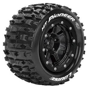 Louise RC MT Pioneer Tyres (MFT) On 17mm Hex Black Half Inch Offset Wheels (2)