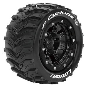 Louise RC MT Cyclone Soft Tyres on 17mm Hex Black Wheels (2)
